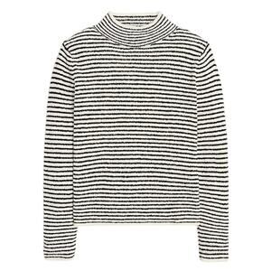 J.Crew Factory Striped Mockneck Pullover Sweater Ivory Black Size XXS NWT